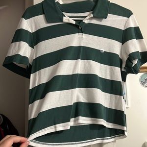 Green and white striped crop top from American Eagle outfitters, never worn